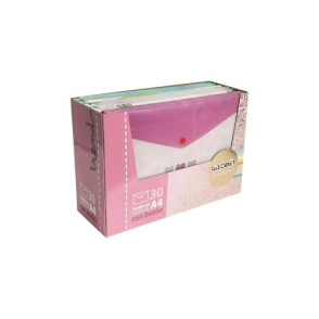 SOBRE PLASTICO CON BOTON A4 IBICRAFT HEARTS