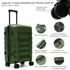 VALIJA CARRY ON WANDERLUST TRUNK HARD PP ARMY 20
