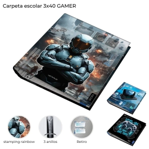 CARPETA ESCOLAR 3X40 GAMER SKORA