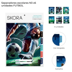 SEPARADORES ESCOLARES N3 X6 UN. FUTBOL SKORA