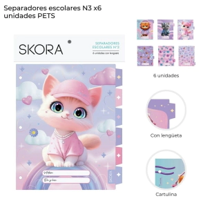 SEPARADORES ESCOLARES N3 X6 UN. PETS SKORA