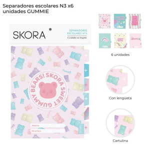 SEPARADORES ESCOLARES N3 X6 UN. GUMMIE SKORA
