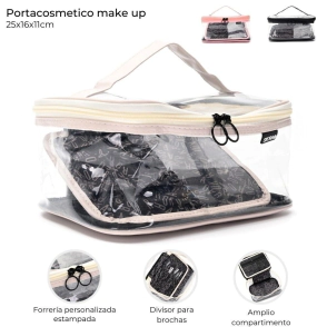 PORTACOSMETICO MAKE UP CON DIVISOR PARA BROCHAS SKORA