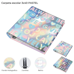 CARPETA ESCOLAR 3X40 PASTEL SKORA