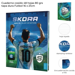 CUADERNO ABROCHADO 48 HJS TAPA DURA FUTBOL SKORA
