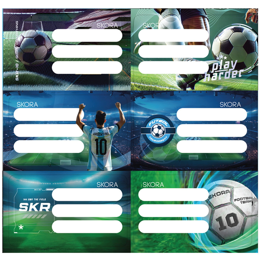 ETIQUETAS ECOLARES X12 FUTBOL SKORA