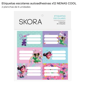 ETIQUETAS ECOLARES X12 NENAS COOL SKORA