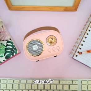 PARLANTE VINTAGE BLUETHOOTH PINK IBICRAFT