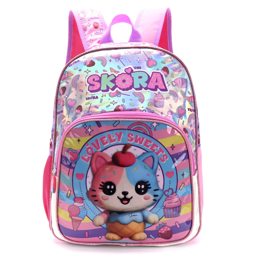 MOCHILA THINK HAPPY TEEN KAWAII GATITO HELADO 16" SKORA