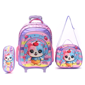 SET X4: MOCHILA CON CARRO CON LUNCHERA Y CARTUCHERA 16