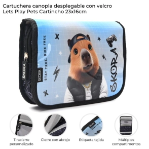 CARTUCHERA CANOPLA DESPLEGASBLE LETS PLAY PETS SKORA