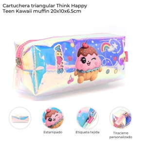 CARTUCHERA RECTANGULAR 1 CIERRE THINK HAPPY TEEN KAWAII SKORA