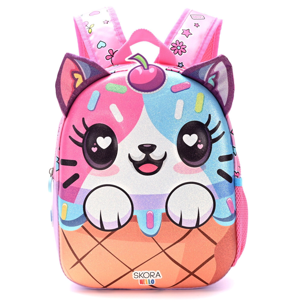 MOCHILA KAWAII TERMOFORMADA GATITO HELADO 22x30x10 CM SKORA
