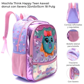 MOCHILA THINK HAPPU TEEN KAWAII DONUT 32x45x15 CM SKORA