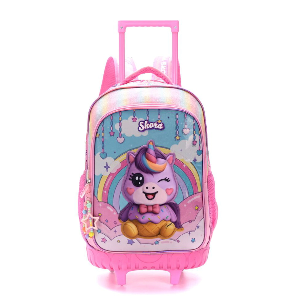 MOCHILA CARRO REFORZADO Y PLEGABLE THINK HAPPY KAWAII UNICORNIO 16" SKORA