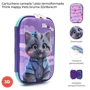 CARTUCHERA CANOPLA 1 PISO THINK HAPPY PETS 22x16x4 CM SKORA