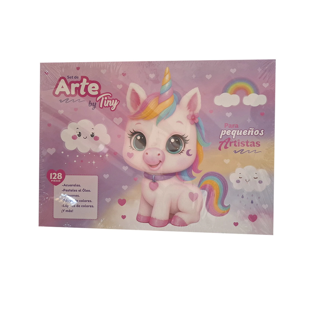 SET DE ARTE UNICORNIO 128 PIEZAS TINY 35x25 CM