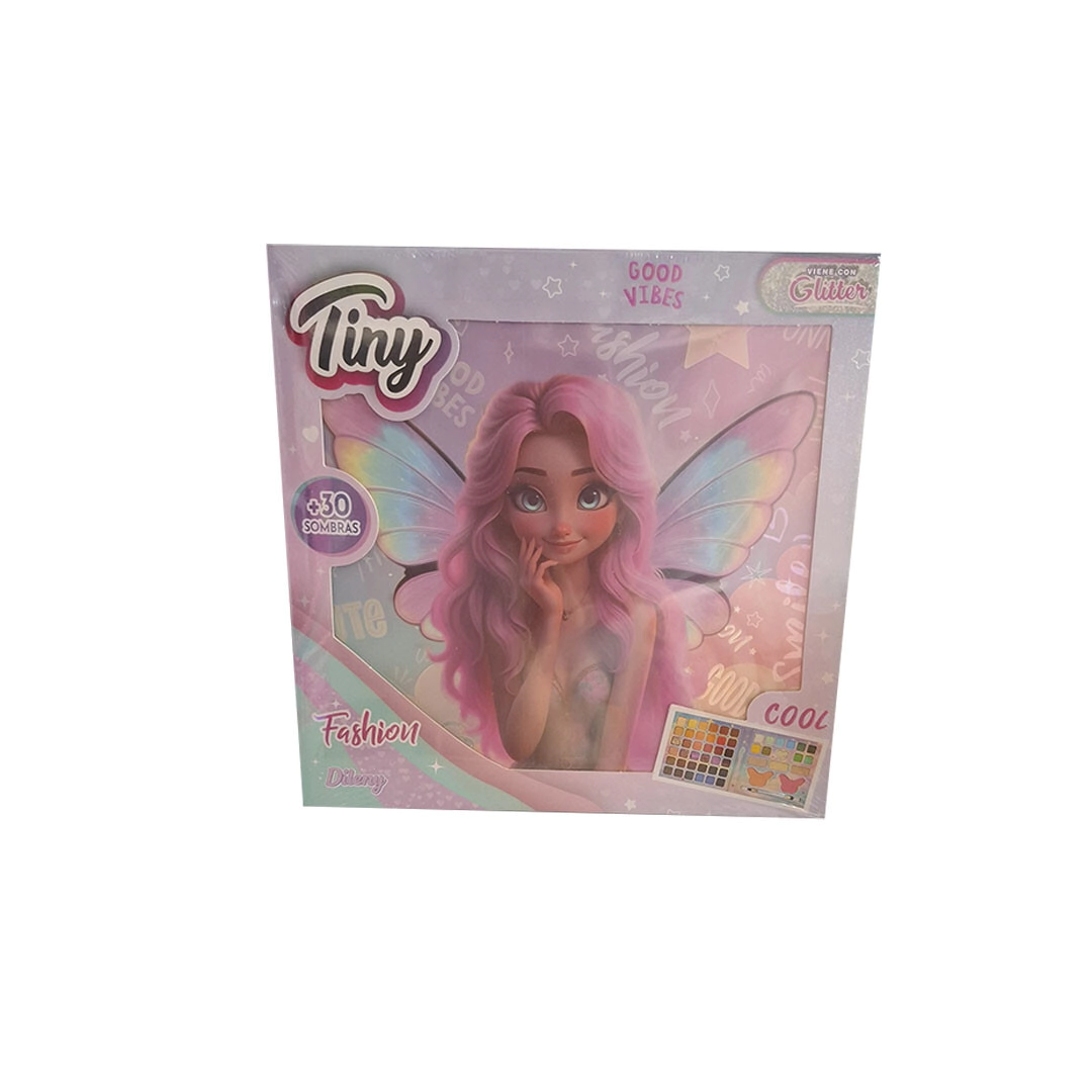 PALETA DE MAQUILLAJES HADA MULTICOLOR CON GLITTER 16X16X1CM