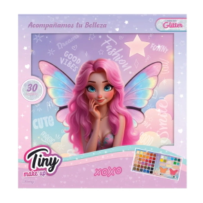PALETA DE MAQUILLAJES HADA MULTICOLOR CON GLITTER 16X16X1CM