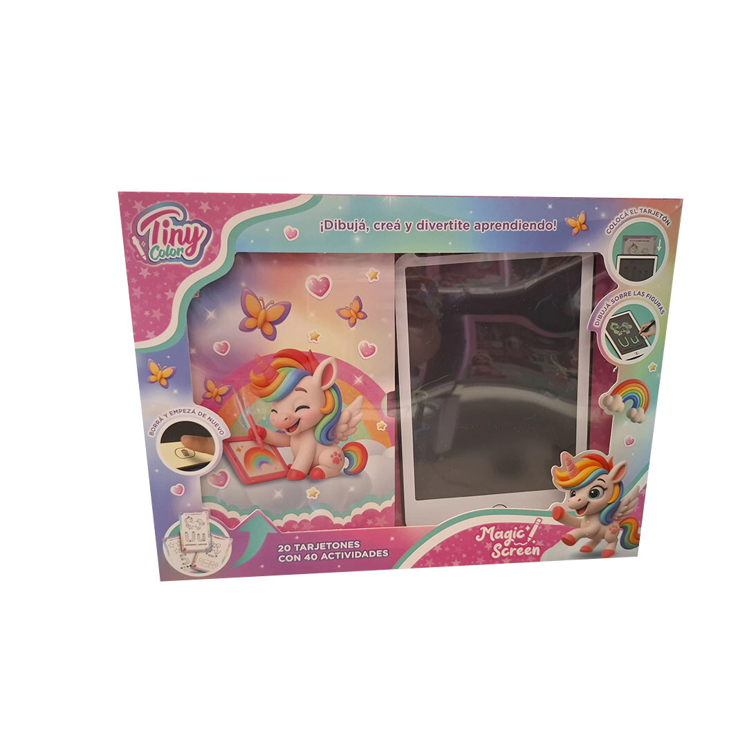 SET TABLET TINY COLOR 8,5" CON 20 CARTAS DIDACTICAS 23X15X2CM