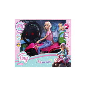MU&Ntilde;ECA TINY CON SU CUATRICICLO A RADIO CONTROL CARGA USB 35X22X30CM