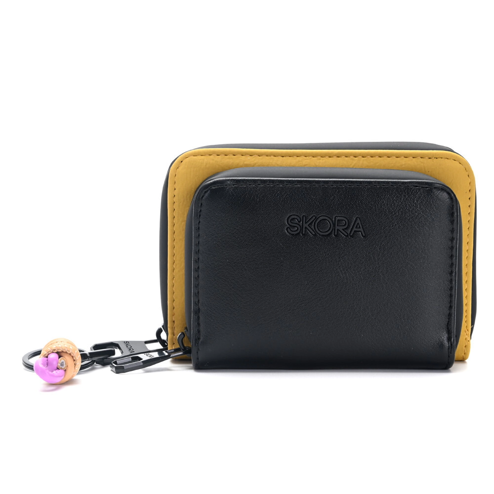 BILLETERA LURIL CON BOLSILLO FRONTAL Y LLAVERO SKORA NEGRO