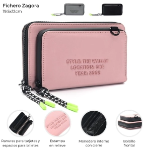 FICHERO ZAGORA CON BOLSILLO FRONTAL SKORA ROSA