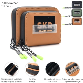 BILLETERA SAFI CON BOLSILLO FRONTAL SKORA SUELA