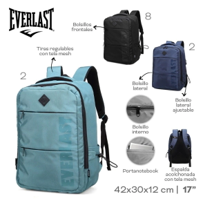 MOCHILA PORTANOTBOOK EVERLAST CELESTE