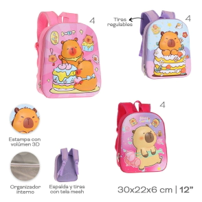 MOCHILA INFANTIL CAPYBARA TRENDY LILA
