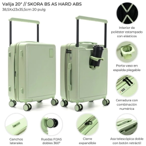 VALIJA CARRY ON SKORA BS AS HARD ABS VERDE 20
