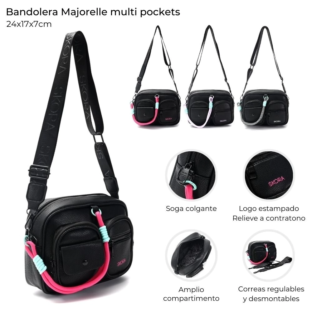 BANDOLERA MAJORELLE MULTI POCKETS 24x17x7CM SKORA