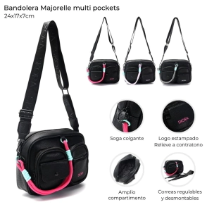 BANDOLERA MAJORELLE MULTI POCKETS 24x17x7CM SKORA