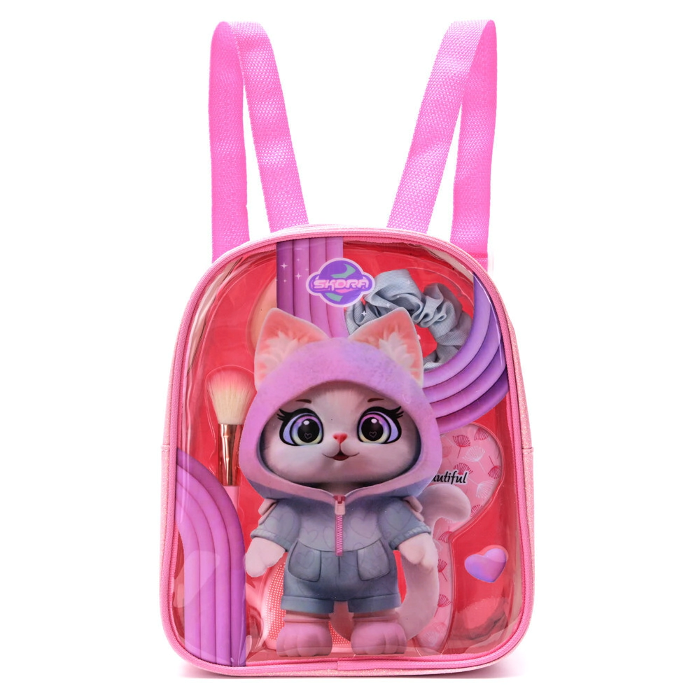 MOCHILA CON SET BAUTY GATITO CON OREJITA SKORA