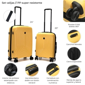 SET VALIJAS WANDERLUST URBAN HARD PP AMARILLO 24