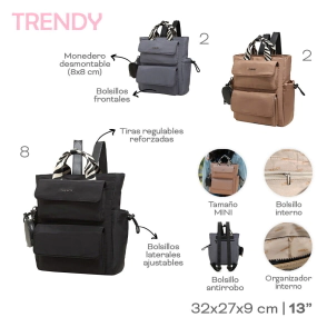 MOCHILA TRENDY GRIS