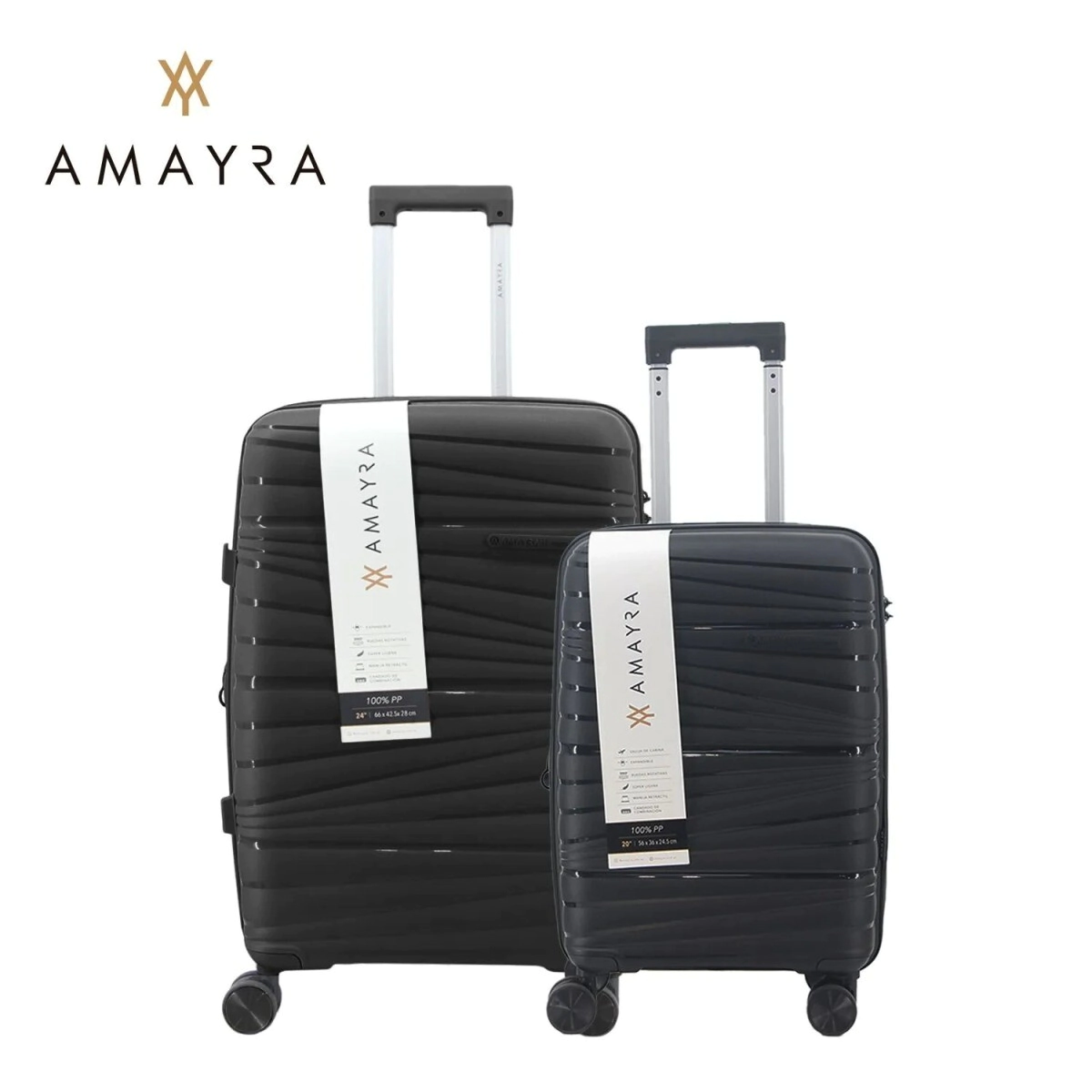 SET DE VALIJAS 20" 24" PP NEGRO AMAYRA