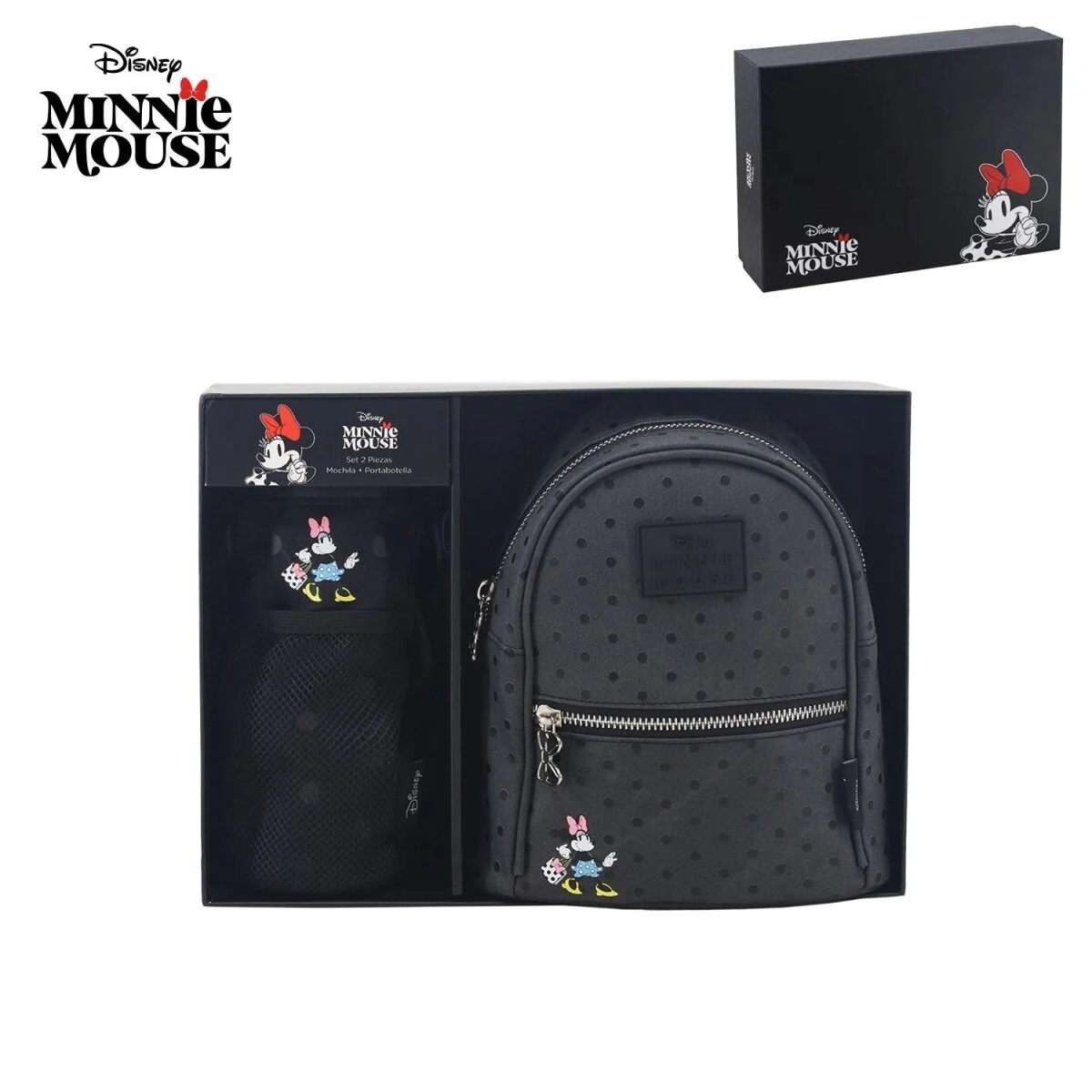 MOCHILA Y PORTA BOTELLA DISNEY MINNIE