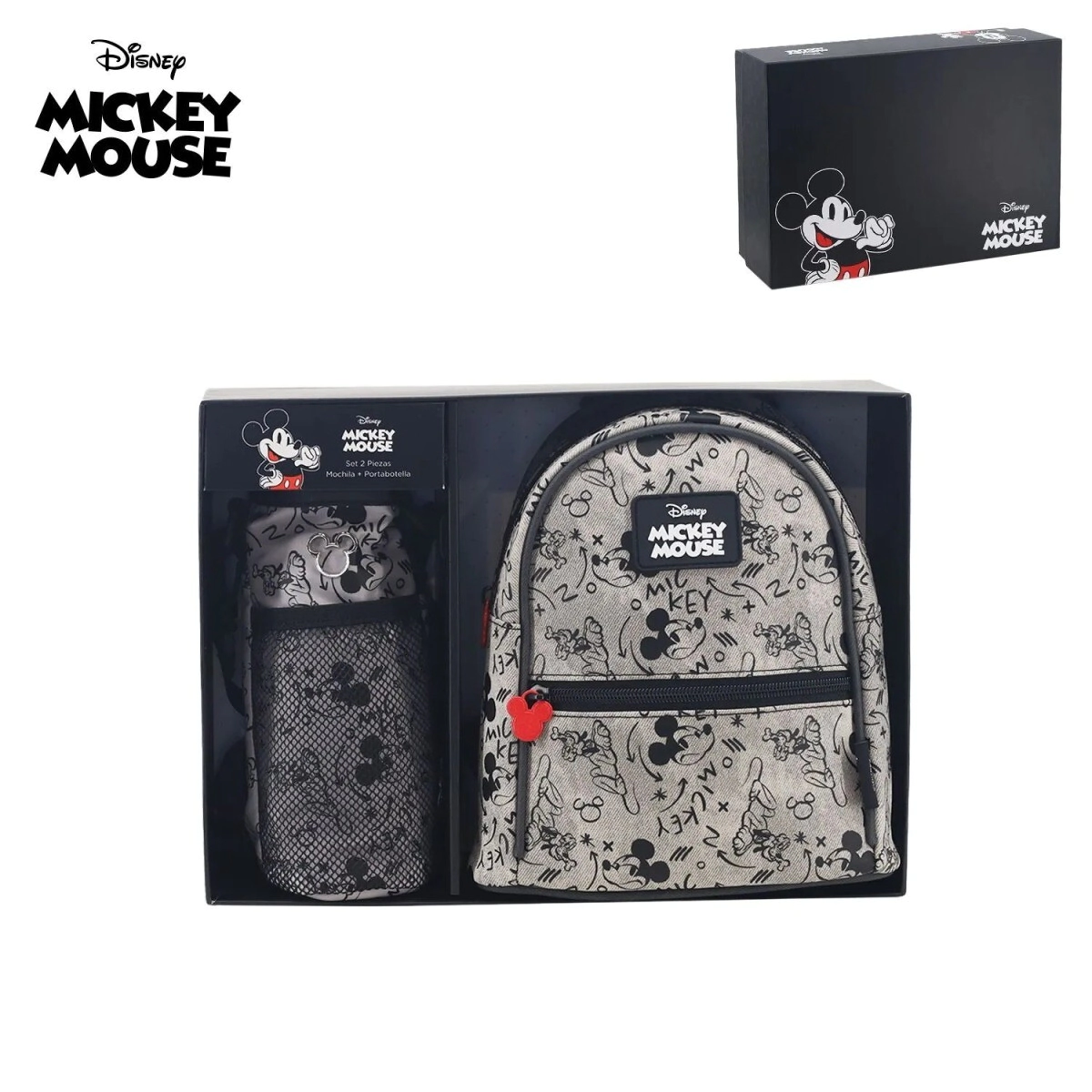 MOCHILA Y PORTA BOTELLA DISNEY MICKEY