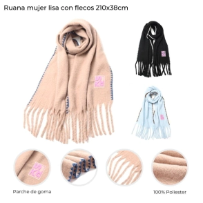 RUANA MUJER LISA CON FLECOS 210x38CM SKORA