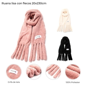 RUANA LISA CON FLECOS 210x20CM SKORA
