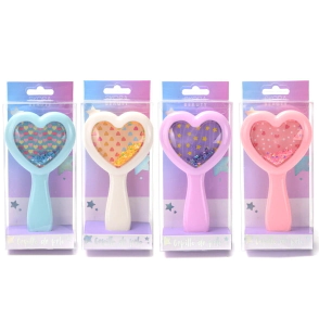 CEPILLO DE PELO FORMA CORAZON CON GLITTER SKORA