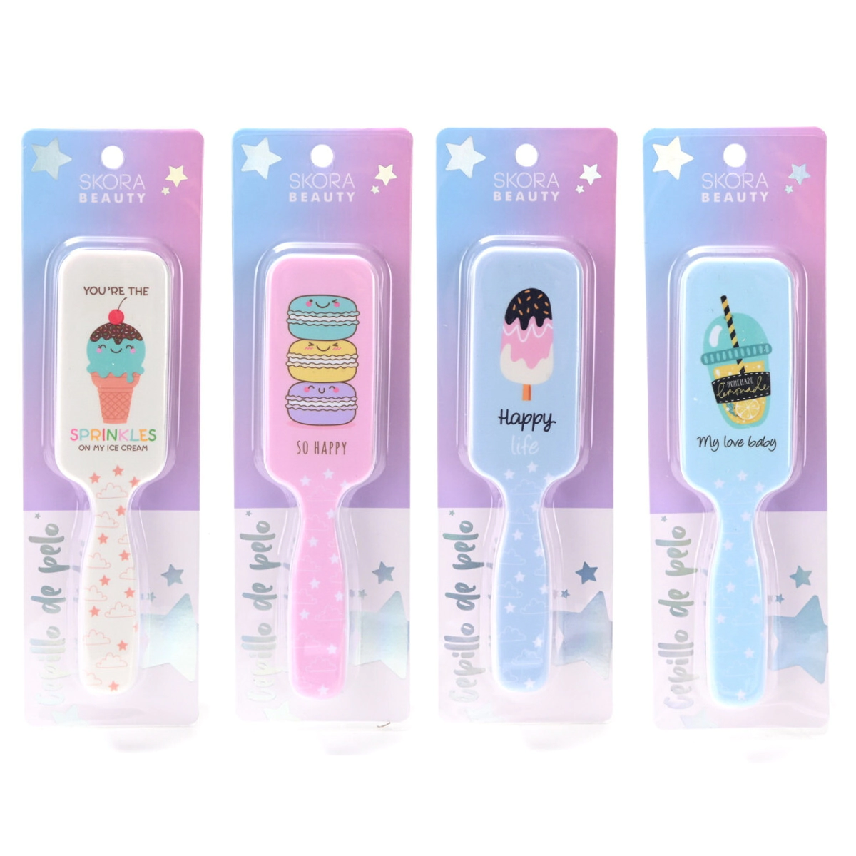 CEPILLO DE PELO RECTANGULAR CON DIBUJOS SKORA