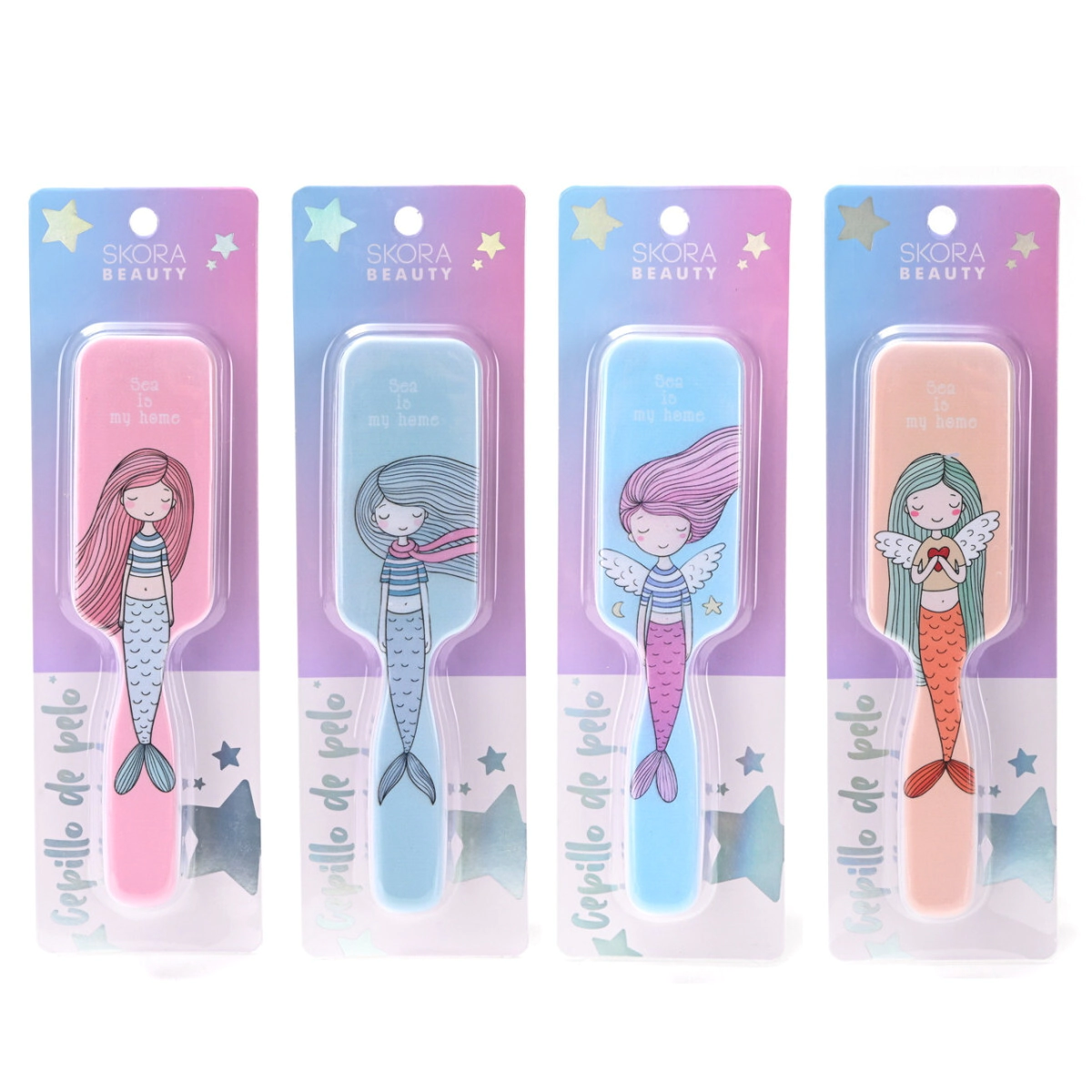 CEPILLO DE PELO RECTANGULAR CON SIRENAS SKORA