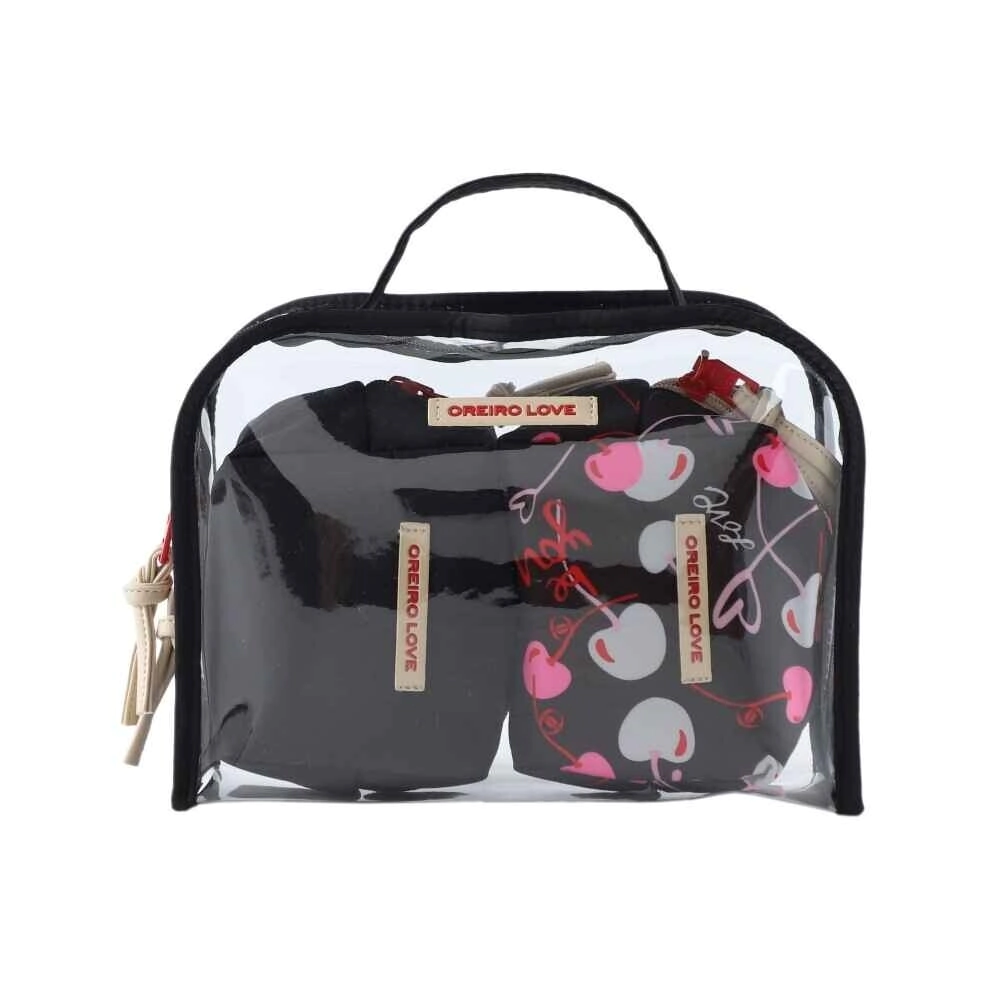 SET X3 PORTACOSMETICO OREIRO LOVE NEGRO