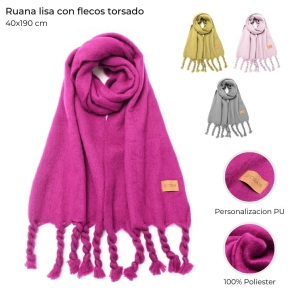 RUANA LISA CON FLECOS TORSADO 40x190CM SKORA