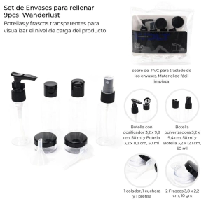 SET ENVASES PARA RELLENAR 9 PIEZAS WANDERLUST