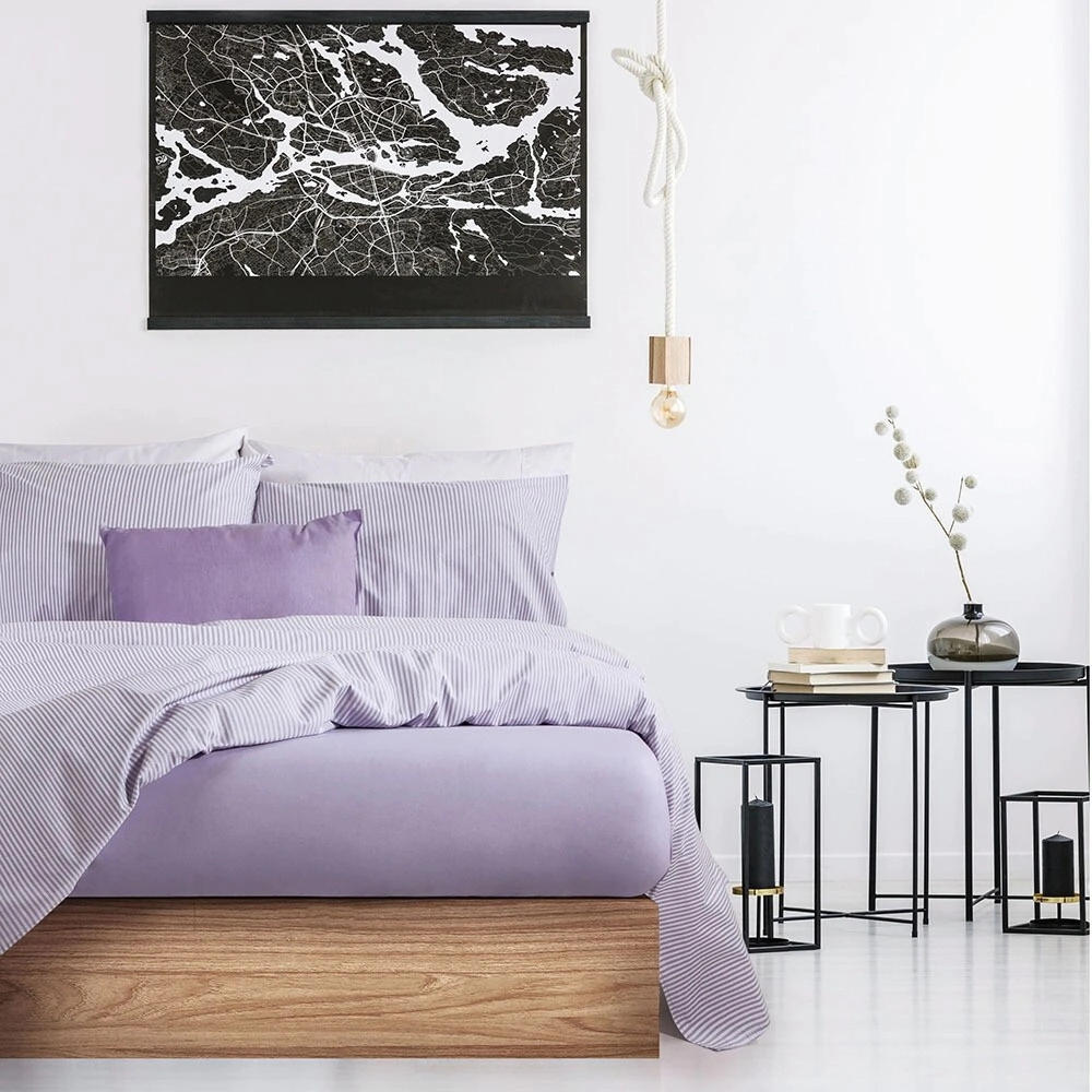 PALETTE JUEGO DE SABANAS LINES 180 HILOS TWIN LILA