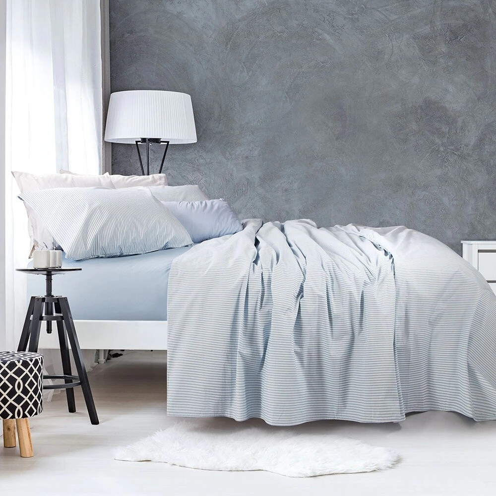 PALETTE JUEGO DE SABANAS LINES 180 HILOS TWIN CELESTE