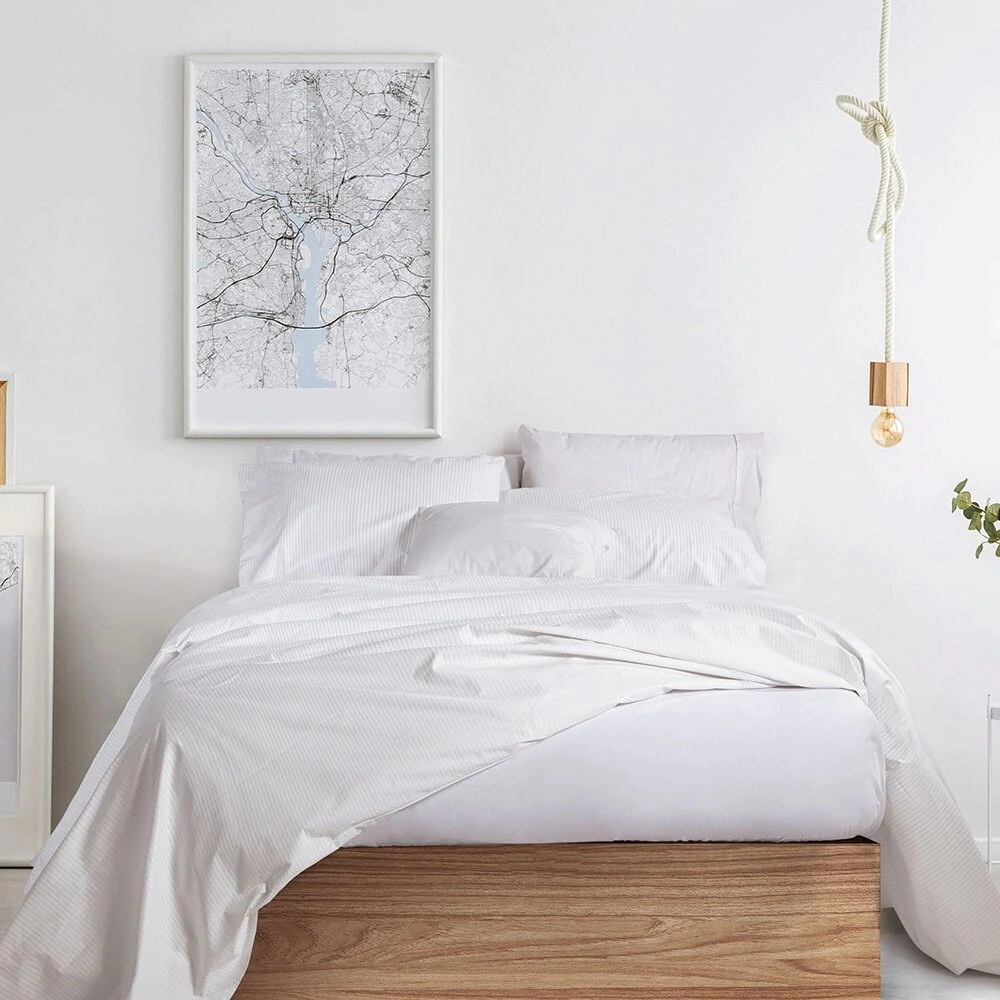 PALETTE JUEGO DE SABANAS LINES 180 HILOS QUEEN BLANCO